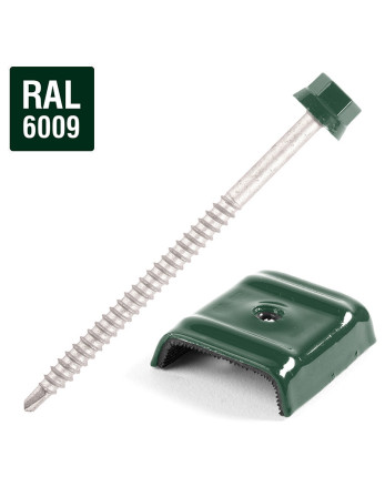 Vis autoperceuse avec cavalier pour toiture 2 pièces Type E1 RAL6009 vert sapin 6.3X100