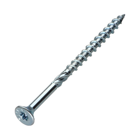 1 x Vis charpente TEKOR Tête fraisée Cranté TORX T25 5X100 Filetée sur 60 Pointe antifendage type 17 Acier zingué