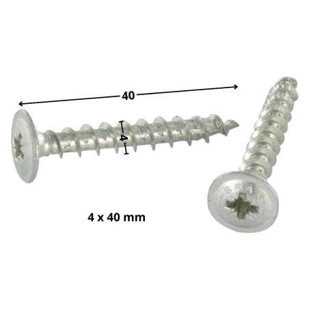 1 x Vis Spax Tête plate Pozi 4X40 WIROX