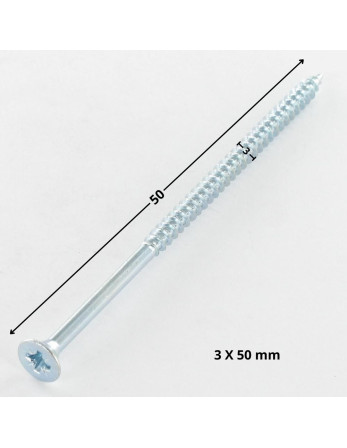 VBA Vis bois agglo Tête fraisée Pozi N°1 3X50 Filetage partiel Acier zingué microvis