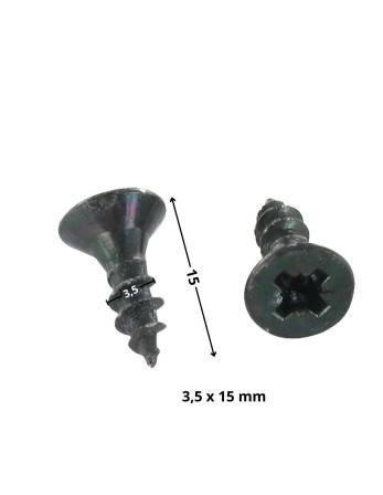 VBA Vis bois agglo Tête fraisée Pozi N°2 3.5X15 Filetage total Acier zingué noir