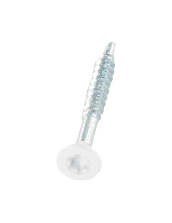 VBA Vis bois agglo Médium Tête fraisée Cranté TORX T20 4X35 Filetée sur 24 Acier zingué RAL9010 blanc pur