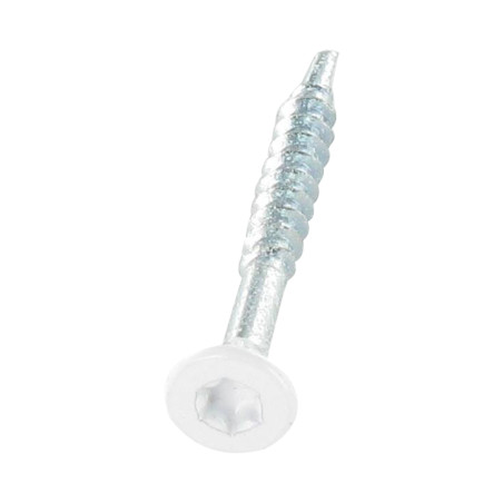1 x VBA Vis bois agglo Médium Tête fraisée Cranté TORX T20 4X35 Filetée sur 24 Acier zingué RAL9010 blanc pur
