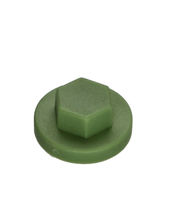 Capuchon Tête hexagonale TH Polyéthylène RAL6011 vert reseda pour vis autoperceuse ou tole de diam 6.3