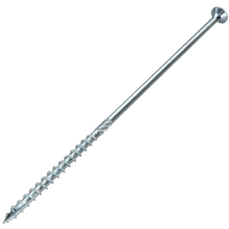 1 x Vis charpente TEKOR Tête fraisée Cranté TORX T40 10X400 Filetée sur 80 Pointe antifendage type 17 Acier zingué