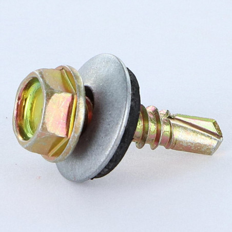 1 x Vis autoperceuse Tête hexagonale TH 4.8X19 Rondelle d'étanchéite EPDM Bichromaté