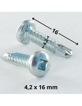 Vis autoperceuse Tête cylindrique TC EMPR Carrée 4.2X16 Acier zingué Empreinte carré 2