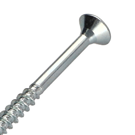 1 x VBA Vis bois agglo Tête fraisée Pozi 5X60 Filetée sur 36 Sans pointe Acier zingué