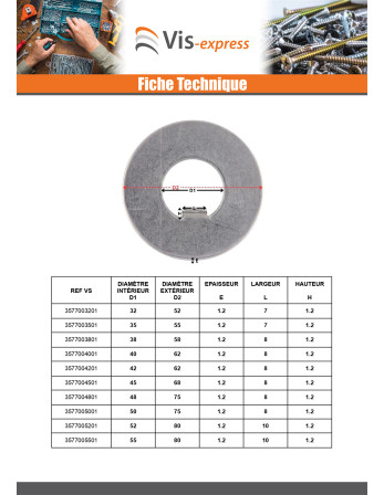 Rondelle de blocage a ergot interieur 28X50X1 Type F 7 Acier brut
