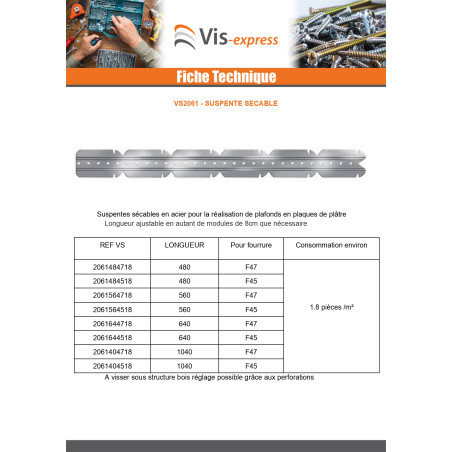 1 x Suspente Sécable 640 pour fourrure F47