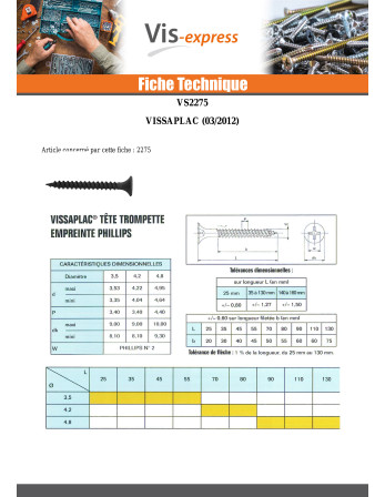 Vis pour plaque de plâtre GFD Acier phosphate 4.8X130