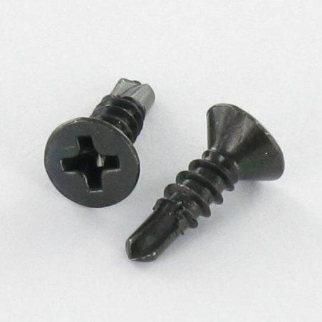 1 x Vis autoperceuse Tête fraisée Phillips 3.5X16 Filet tôle Acier zingué noir