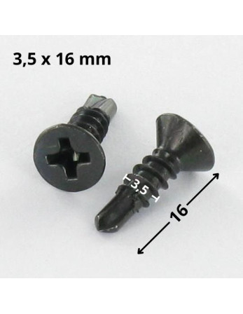 Vis autoperceuse Tête fraisée Phillips 3.5X16 Filet tôle Acier zingué noir