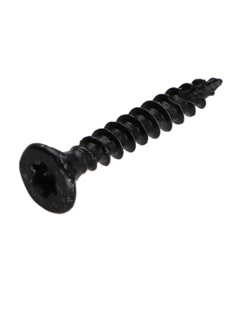 Vis bois TEKOR Tête fraisée Cranté 4.5X30 TORX T25 Acier zingué noir Filetage total Pointe antifendage type 17
