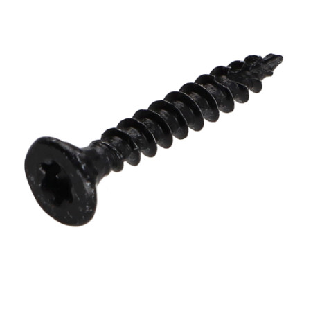 1 x Vis bois TEKOR Tête fraisée Cranté 4.5X30 TORX T25 Acier zingué noir Filetage total Pointe antifendage type 17