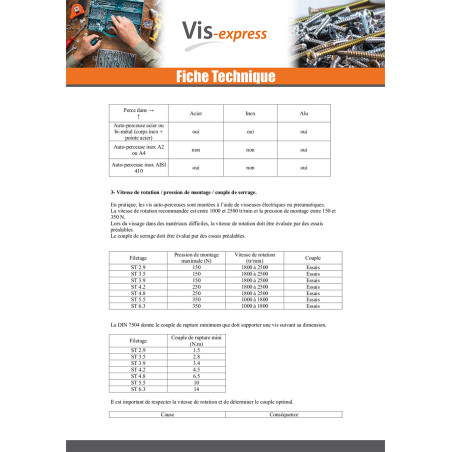 1 x Vis autoperceuse Tête fraisée Phillips 4.8X38 Filet tôle Acier zingué