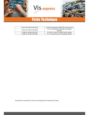 Vis autoperceuse Tête fraisée Phillips 4.8X38 Filet tôle Acier zingué