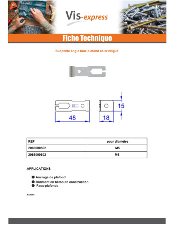 SUSPENTE ANGLE FAUX PLAFOND 5 Acier zingué