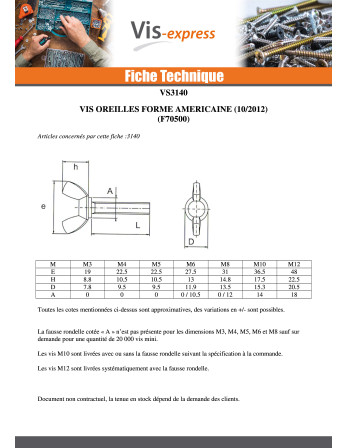 Vis Oreilles M5X50 Forme amEricaine Acier zingué