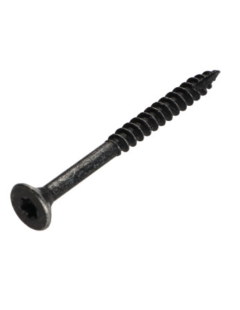 Vis bois TEKOR Tête fraisée Cranté 6X70 Filetée sur 42 TORX T30 Acier zingué noir Pointe antifendage type 17