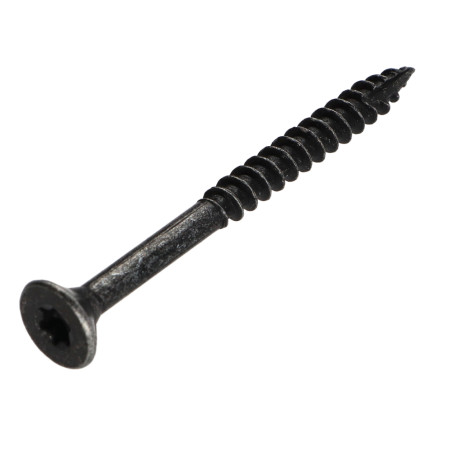 1 x Vis bois TEKOR Tête fraisée Cranté 6X70 Filetée sur 42 TORX T30 Acier zingué noir Pointe antifendage type 17
