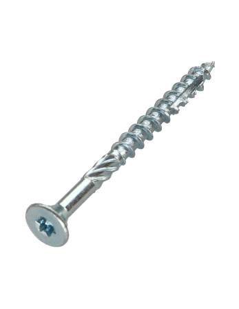 Vis charpente TEKOR Tête fraisée Cranté TORX T25 5X70 Filetée sur 37 Pointe antifendage type 17 Acier zingué