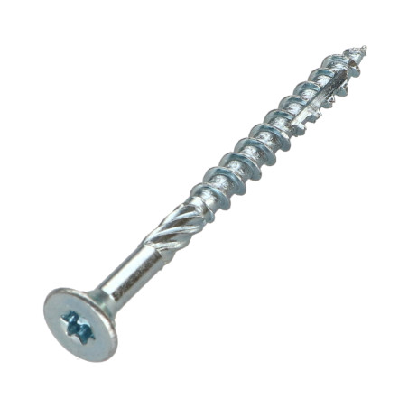 1 x Vis charpente TEKOR Tête fraisée Cranté TORX T25 5X70 Filetée sur 37 Pointe antifendage type 17 Acier zingué