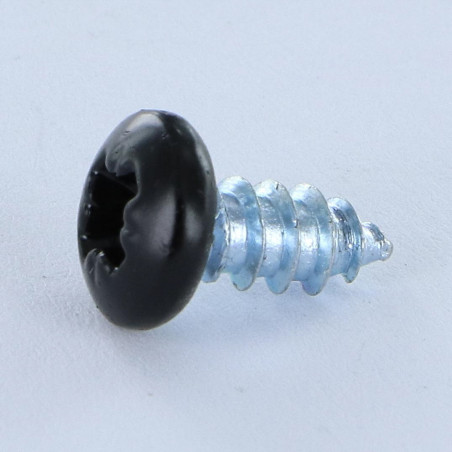 1 x Vis tôle tête cylindrique bombée large Pozi 4.2X9.5 Acier zingué RAL9005 noir foncé