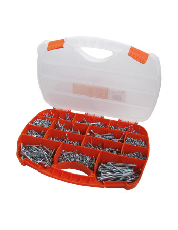 Assortiment de 1700 Vis bois TEKOR Tête fraisée TORX Pointe antifendage type 17 Acier zingué Avec Embout