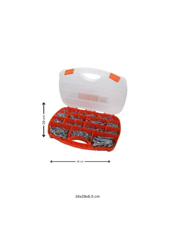 Assortiment de 1700 Vis bois TEKOR Tête fraisée TORX Pointe antifendage type 17 Acier zingué Avec Embout