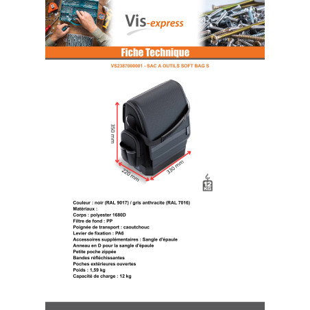 1 x SAC à OUTILS SOFT BAG S