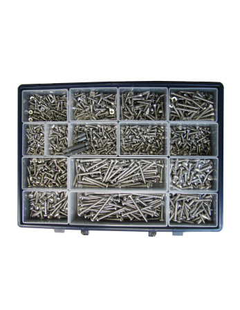 Assortiment de 1684 Vis tôle Tête fraisée Tête ronde TR Pozi Inox A2 Embout