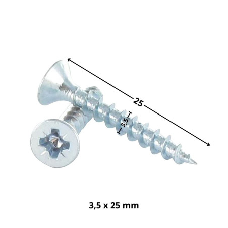 1 x VBA Vis bois agglo Premium Tête fraisée Pozi N°2 3.5X25 Acier zingué