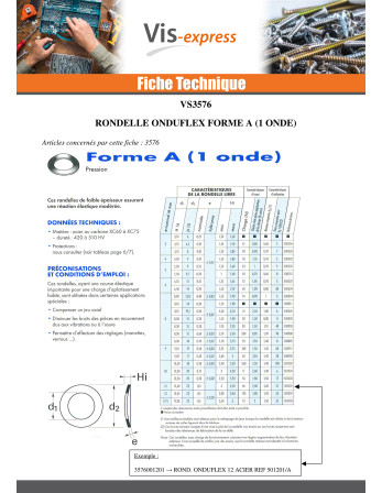 Rondelle ONDUFLEX M12 Acier zingué Type à 1 Ondes