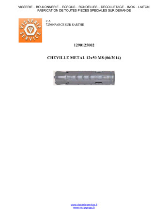 Cheville METAL FM-MP3 12X50 M8 Acier zingué