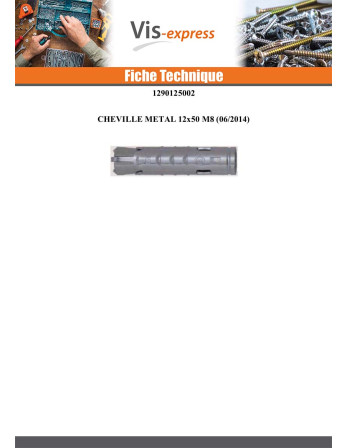 Cheville METAL FM-MP3 12X50 M8 Acier zingué
