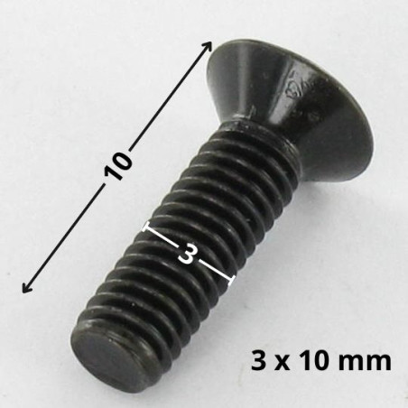 1 x Vis métaux Tête fraisée Pozi N°1 M3X10 Acier zingué noir microvis