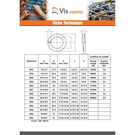 1 x Rondelle Grower Pour Vis M18 Acier brut