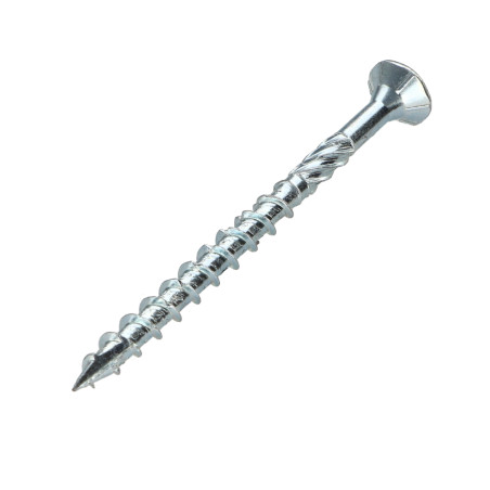 1 x Vis charpente TEKOR Tête fraisée Cranté TORX T30 6X90 Filetée sur 50 Pointe antifendage type 17 Acier zingué