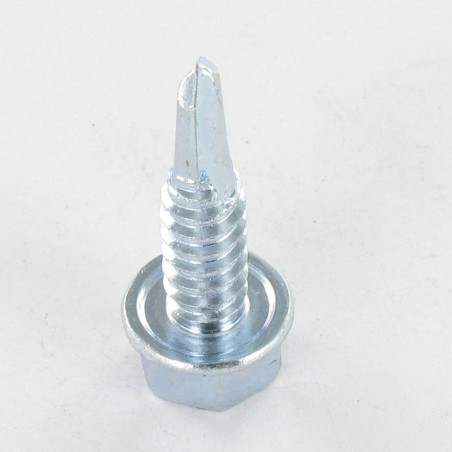 1 x Vis autoperceuse Tête hexagonale TH Embase collerette Lisse 5.5X19 Acier zingué