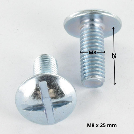 1 x Vis Poelier Fendue En Croix M8X25 Acier zingué
