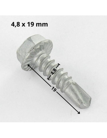 Vis autoperceuse Tête hexagonale TH 4.8X19 Filet tôle Acier brut Géomet 500A