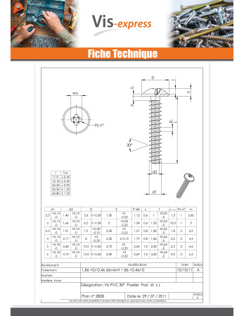 Vis pvc Poelier Pozi N°1 3X20 1441 Acier zingué microvis