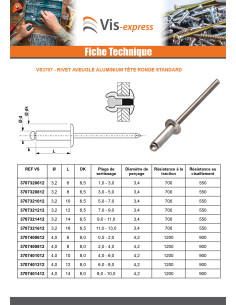 Rivet aveugle tout alu 4X6 Epaisseur de serrage 0.5 à 2... 2
