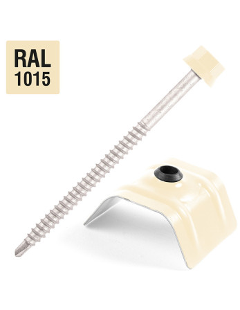 Vis autoperceuse avec cavalier pour toiture 2 pièces Type C1 RAL1015 ivoire clair 6.3X100