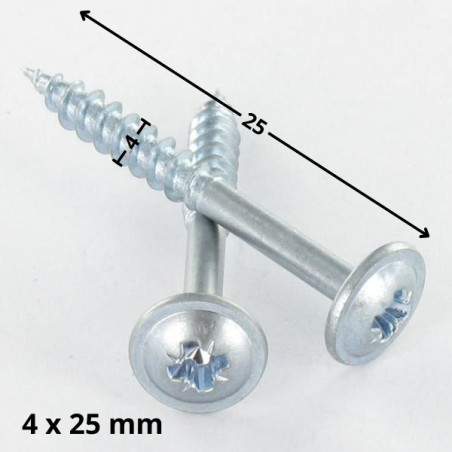 1 x VBA Vis bois agglo Poelier Pozi N°2 4X25 Filetage total Diamètre de tête: 10 Acier zingué