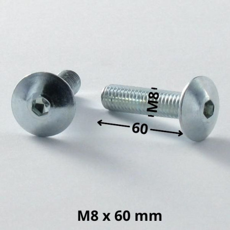 1 x Vis Poelier M8X60 Clé de 5 HC5 Acier zingué