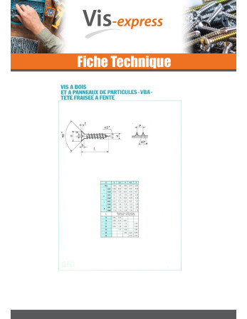 VBA Vis bois agglo Tête fraisée Fendue 3X20 Acier laitonne microvis