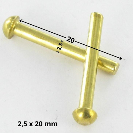 1 x Rivet à frapper Tête ronde TR 2.5X20 Laiton