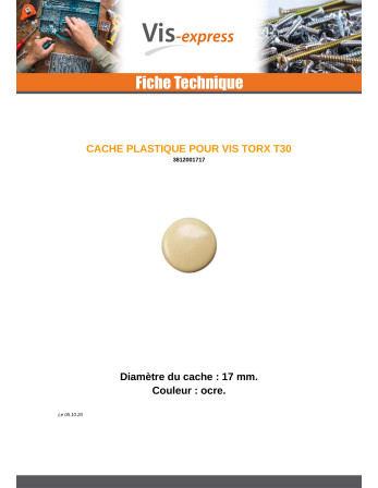 Cache tête de vis TORX T30 Diamètre de tête: 17 Polyéthylène OCRE